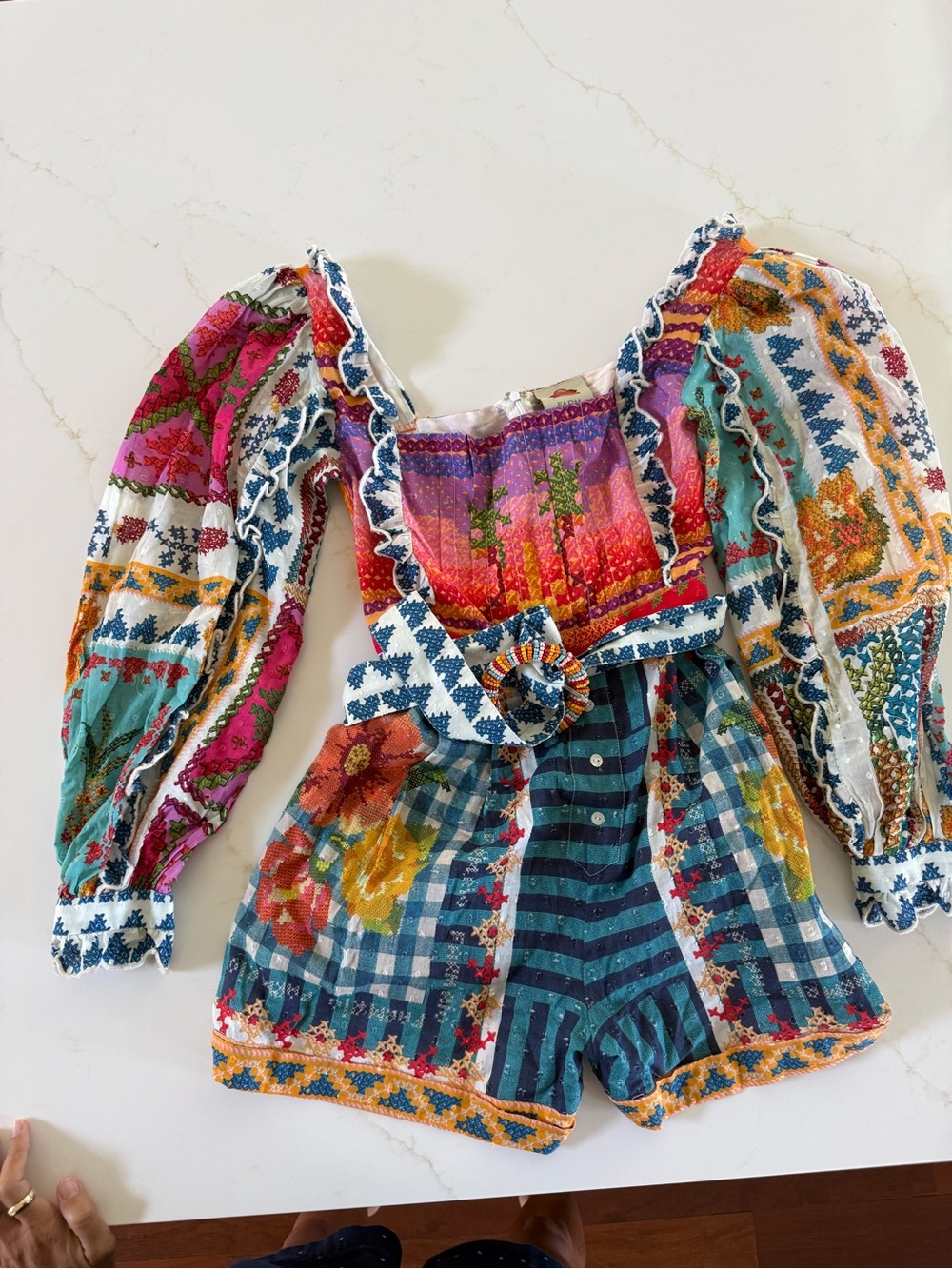 FARM RIO FLORAL PATCHWORK ROMPER - Picture 6 of 6